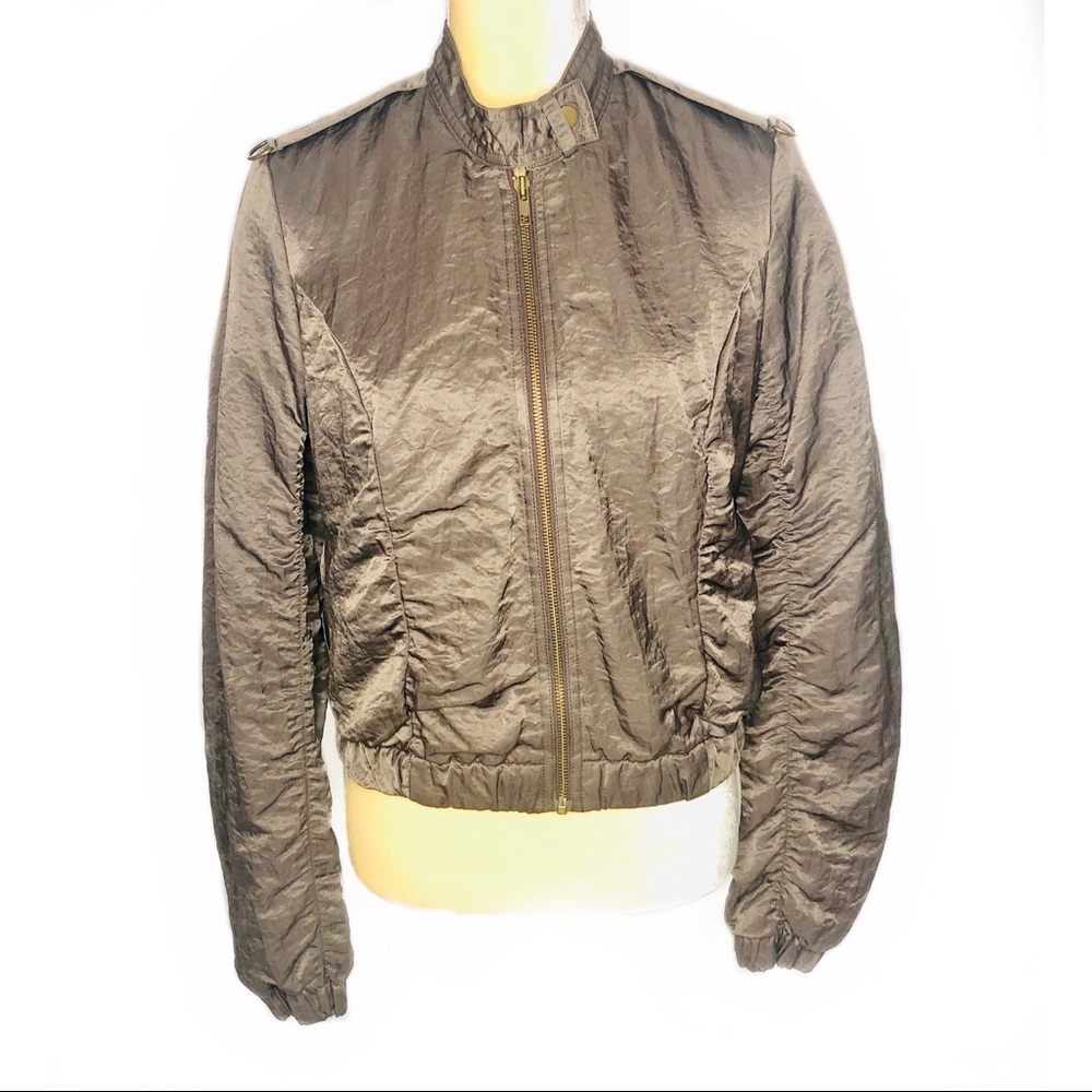 Miss Me Juniors Bomber Jacket in Metallic Mocha M